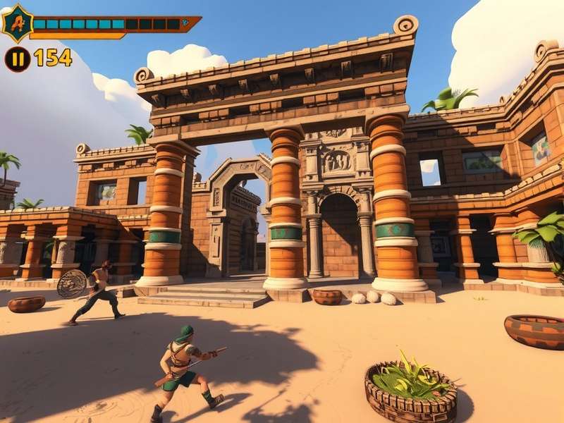 Goa Glory Gladiator gameplay screenshot showing ancient Goa architecture